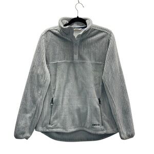 Orvis Mesa Gray Waffle Fleece Pullover L Snap Button Quarter Zip Outdoor Jacket